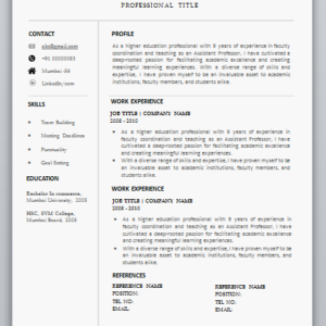 Resume Format For Experienced